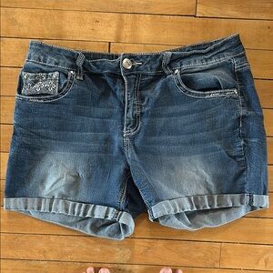 Love Indigo Blue Jean Shorts with Cuffed Hem